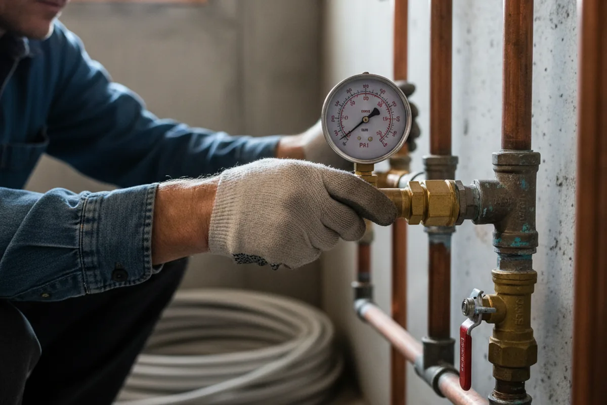 Pressure testing a repaired line during Water Line Repair in Mayfield